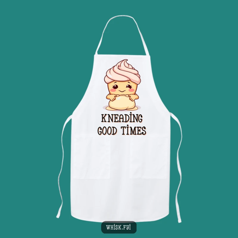Funny Cupcake Baker Apron: Smiling Pastry Chef Kneading Dough Kitchen Accessory