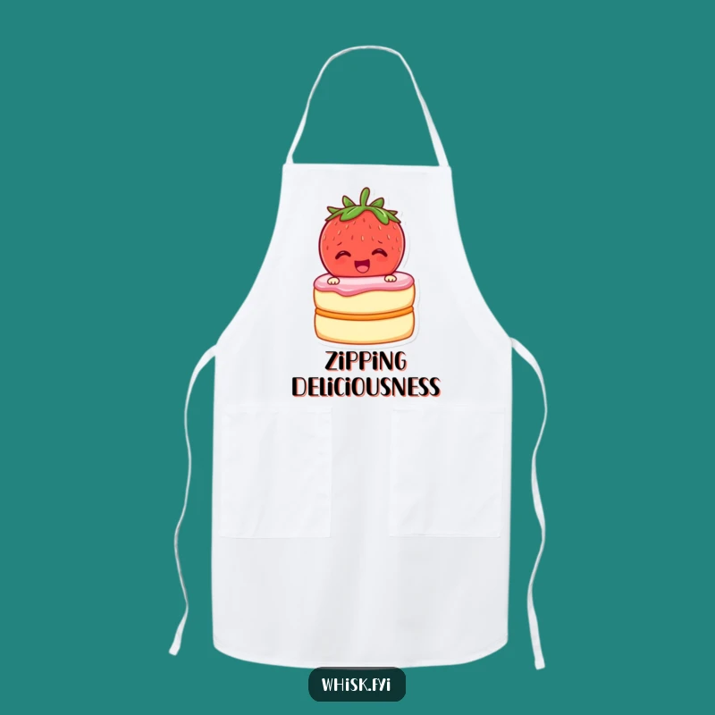 Funny Strawberry Baker Apron: Cheerful Fruit Zipping Cake Layers Kitchen Accessory