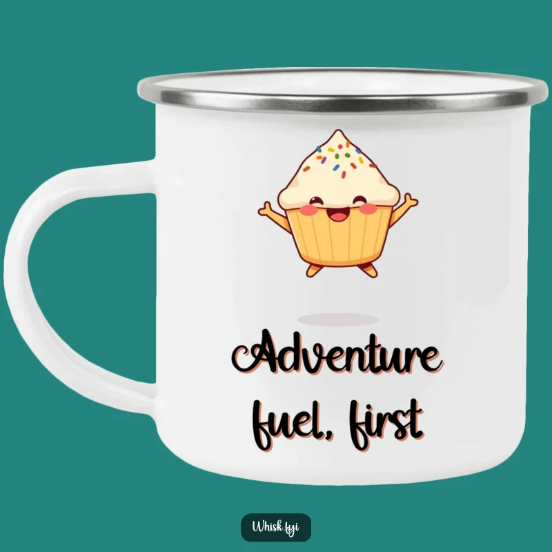 Funny Muffin Camping Mug: Happy Sprinkle Adventure, Perfect Outdoor Gift!