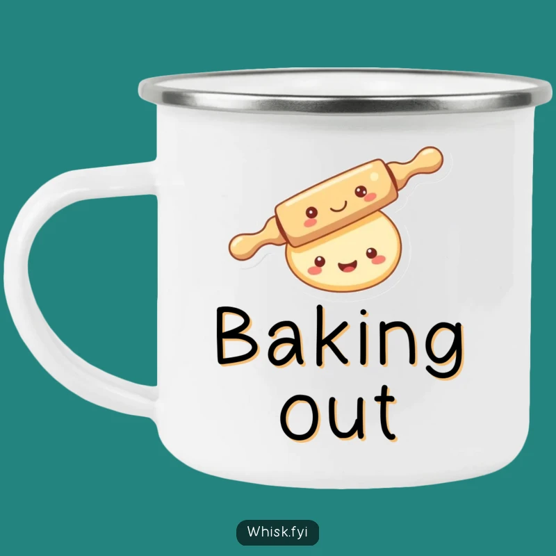 Funny Kawaii Rolling Pin Camping Mug: Baking Fun Drinkware for Outdoors