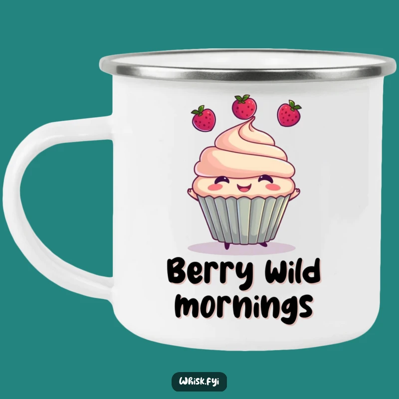 Funny Cupcake Juggling Berries Camping Mug - Adventure-Ready & Hilarious