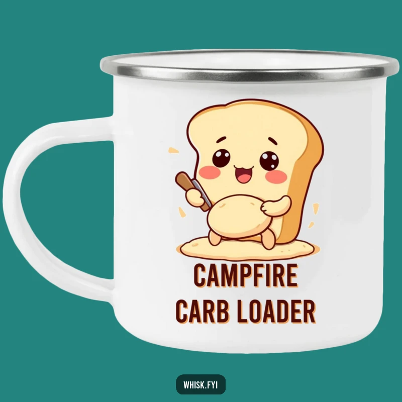 Funny Kawaii Bread Camping Mug: Outdoor Baker Kneading Dough, Perfect Funny Gift