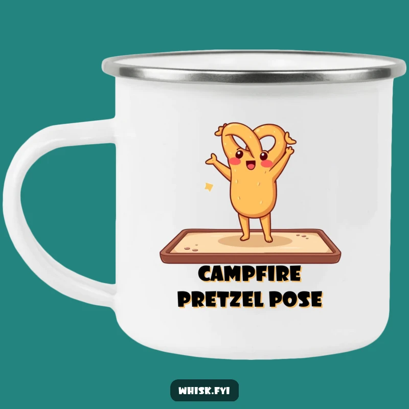 Funny Pretzel Handstand Camping Mug: Salty Outdoor Companion, Perfect Funny Gift for Campers