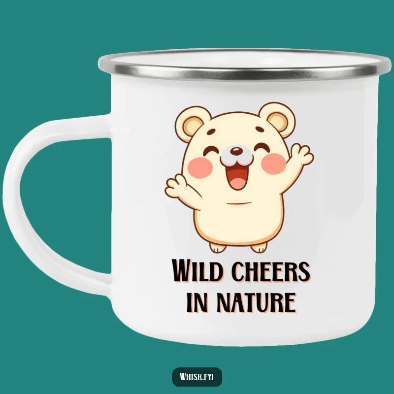 Funny Bear Claw Camping Mug - Happy Pastry Character, Outdoor Cheer