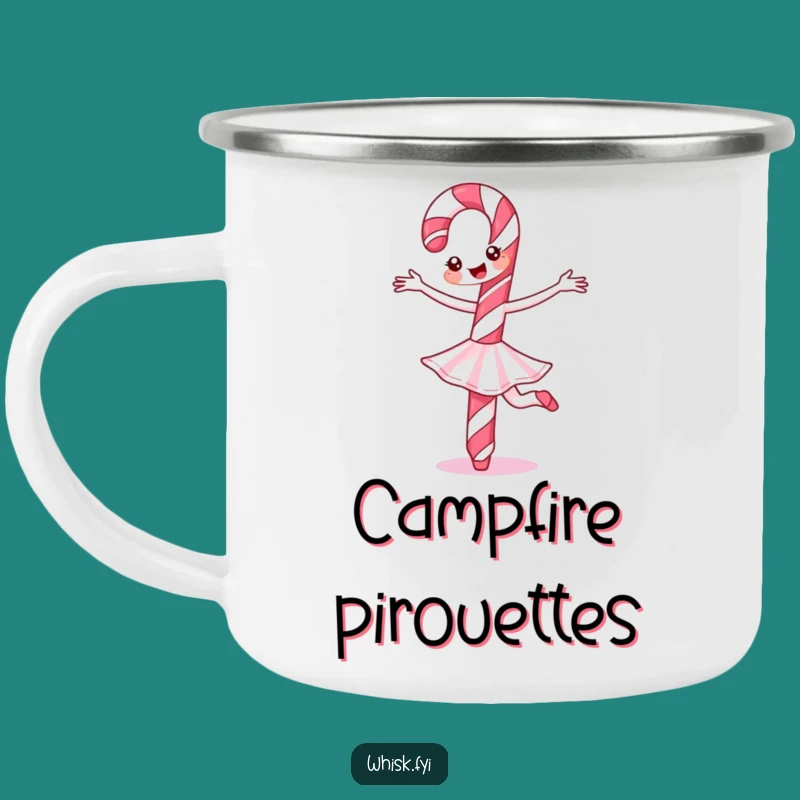 Funny Candy Cane Camping Mug: Festive Twirls Outdoors, Perfect Gift!