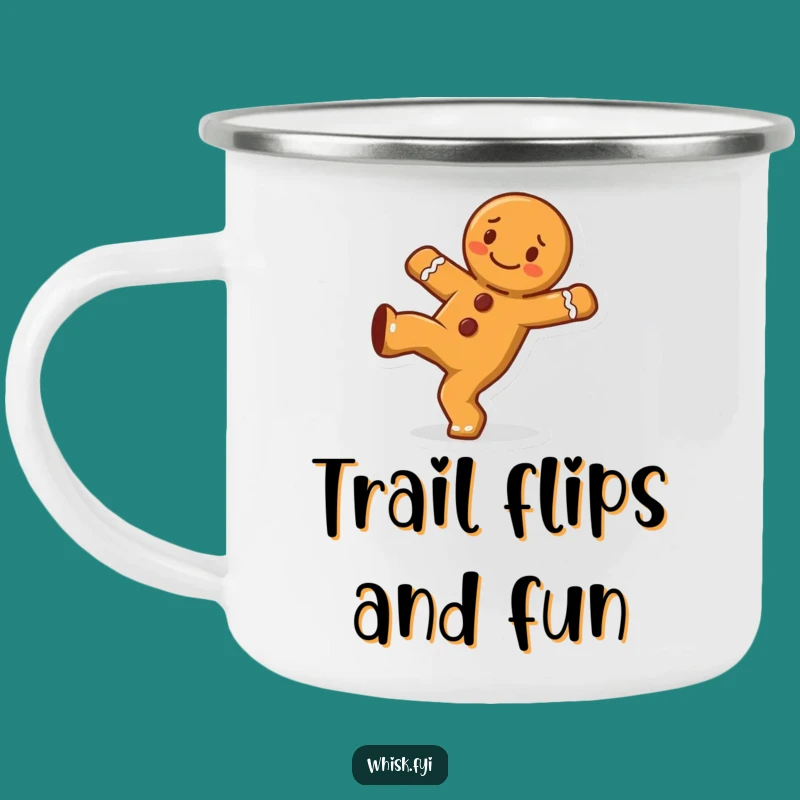 Funny Gingerbread Man Cartwheel Camping Mug - Cheerful Outdoor Fun