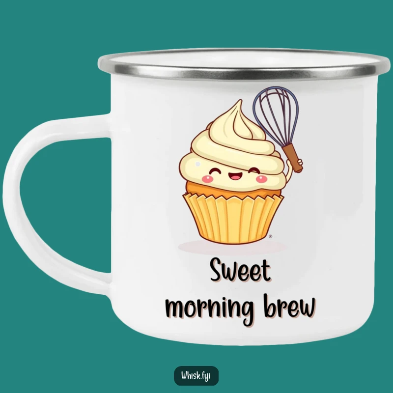 Funny Cupcake Camping Mug: Cheerful baker, funny sweet outdoor gift.