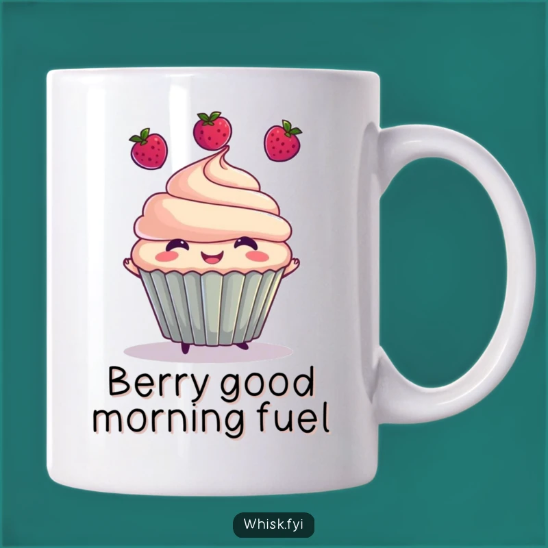 Funny Cupcake Juggling Berries Mug - A Sweet & Playful Treat Gift