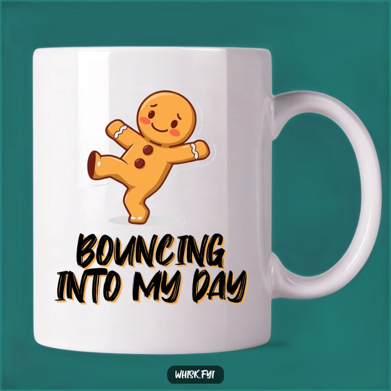 Funny Gingerbread Man Cartwheel Mug - Cheerful Character, Joyful Gift