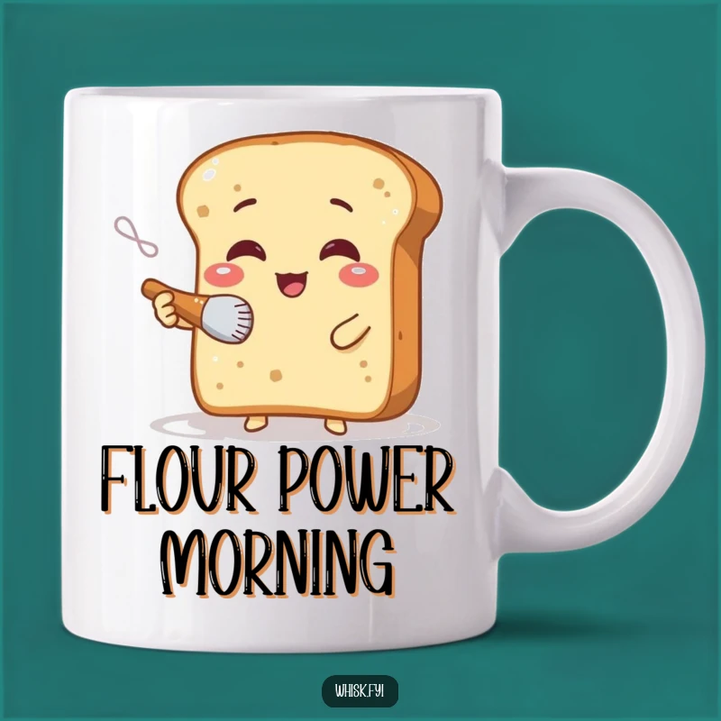 Funny Bread Baker Mug: Giggling Slice Dusting Flour, Perfect Gift for Bakers