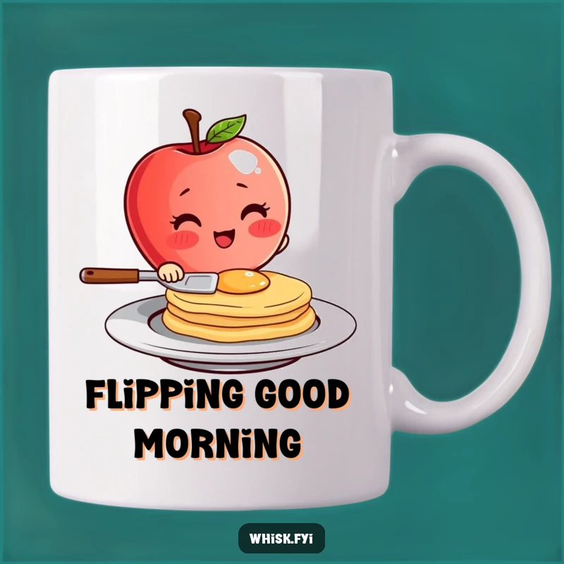 Funny Apple Pancake Flip Mug - Cheerful Breakfast Humor Gift