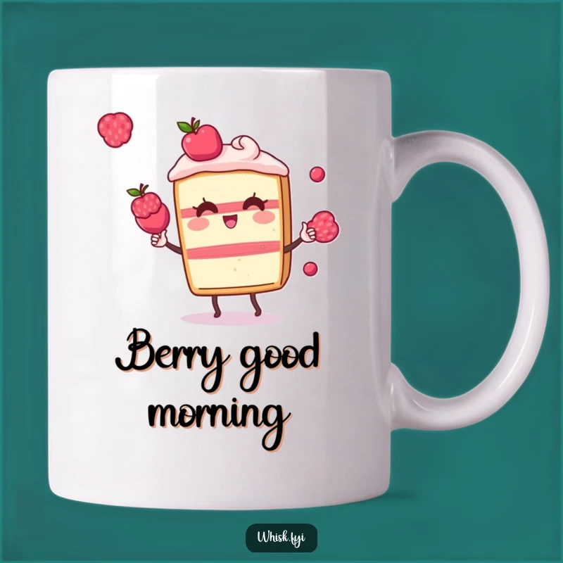 Funny Kawaii Cake Mug: Juggling Berries Slice, Perfect Funny Gift