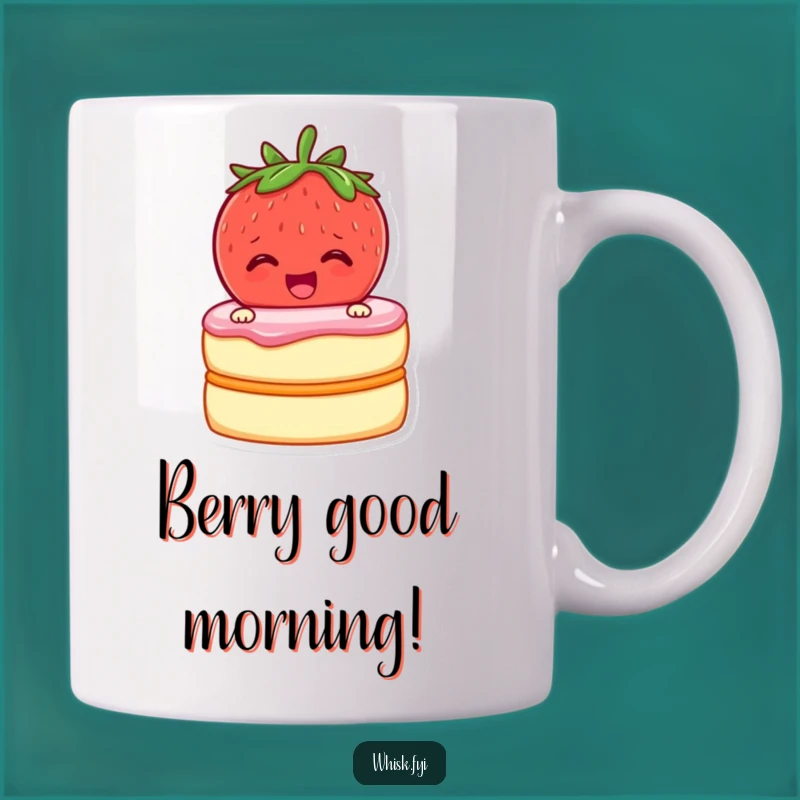 Funny Strawberry Baker Mug: Cheerful Fruit Zipping Cake Layers Together Gift