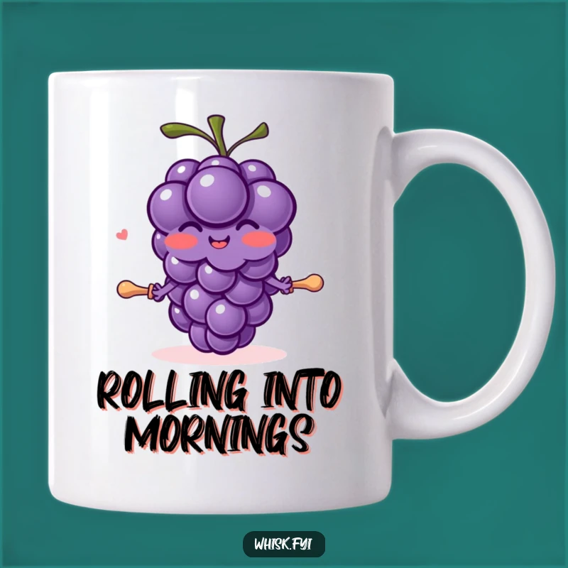 Funny Grape Baker Mug - Joyful Dough Rolling Character, Perfect Funny Gift