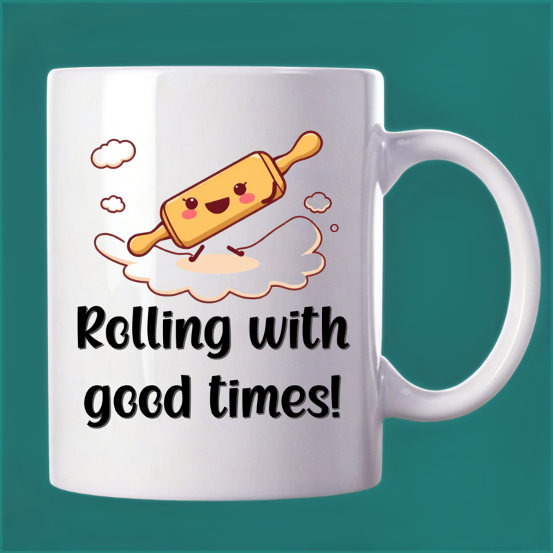 Happy Rolling Pin Mug: Bake Happy Thoughts