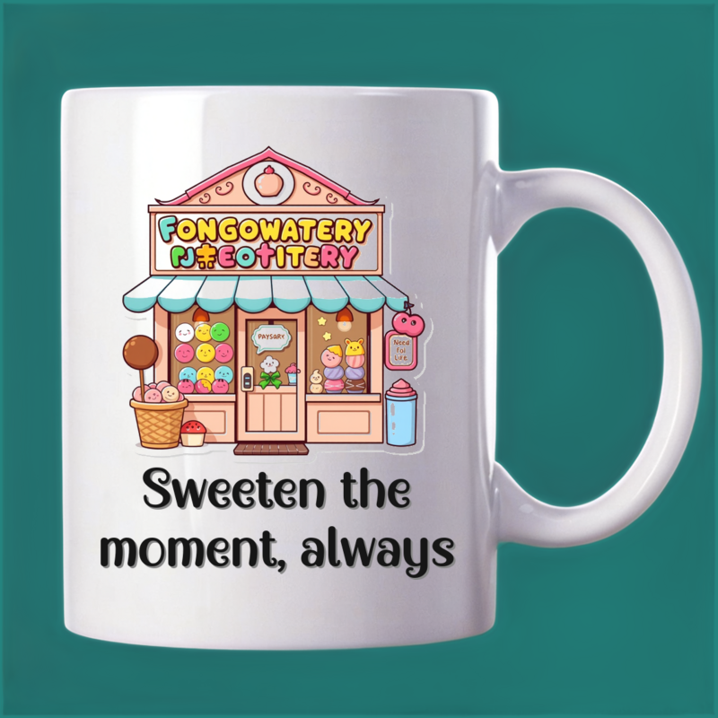 Colorful Confectionery Shop Mug: A Sweet Daily Dose