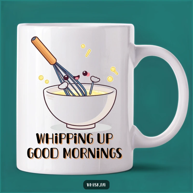 Funny Kawaii Whisk Mug: Energetic Stirring for Baking Fun