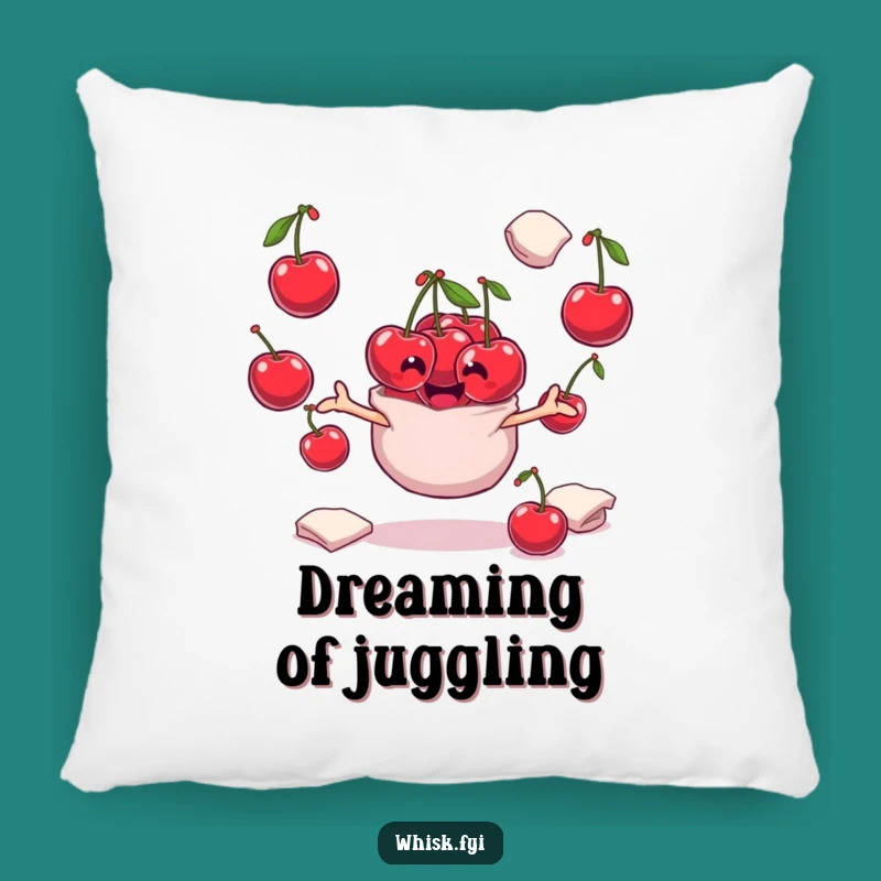 Funny Cherry Pillow - Playful Juggler Character, Cozy Baking Decor