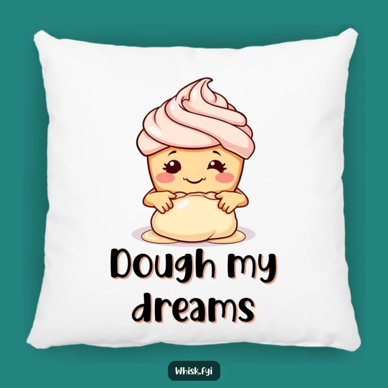 Funny Cupcake Baker Pillow: Adorable Smiling Pastry Chef Kneading Dough Accent