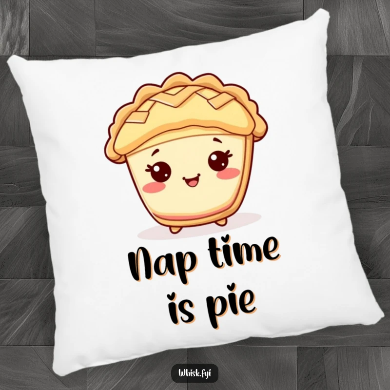 Funny Kawaii pie pillow, featuring a cute pie character with a lattice top, offering sweet comfort and cheer.