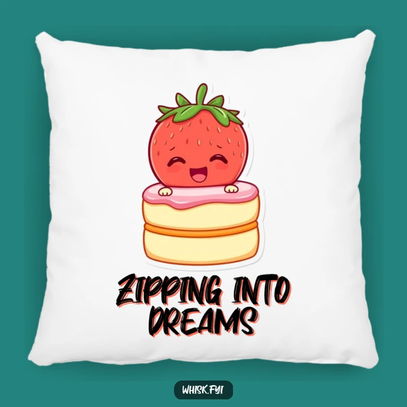 Funny Strawberry Baker Pillow: Cheerful Fruit Zipping Cake Layers Accent