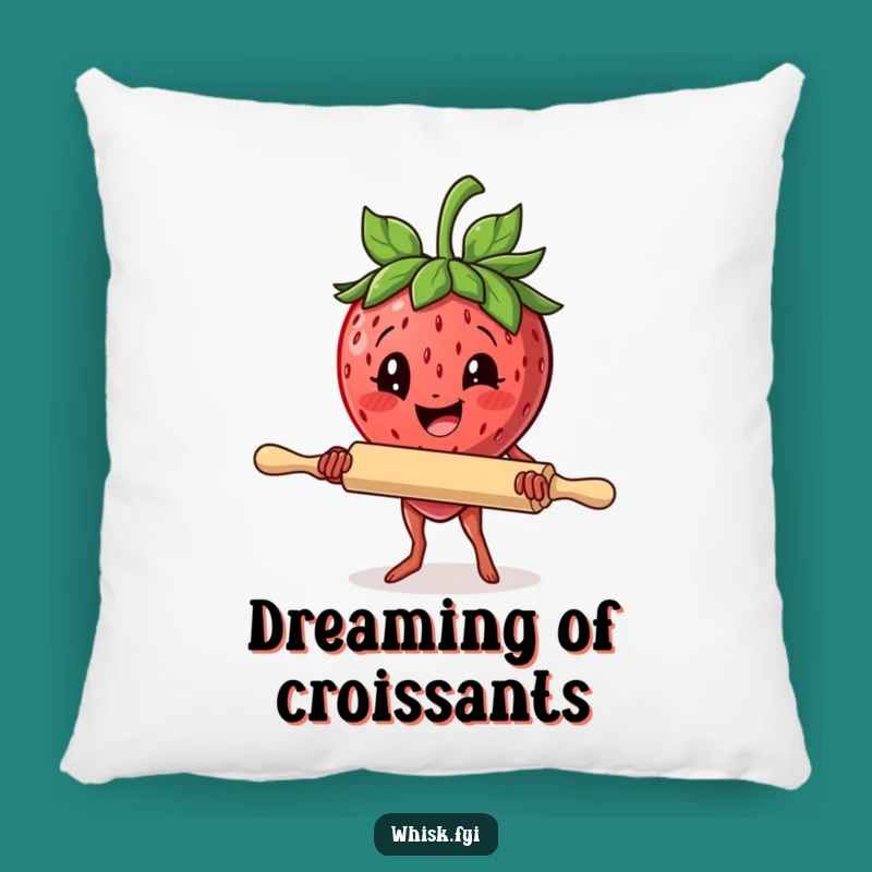 Funny Strawberry Rolling Pin Pillow: Cozy Comfort with a Determined Baking Twist