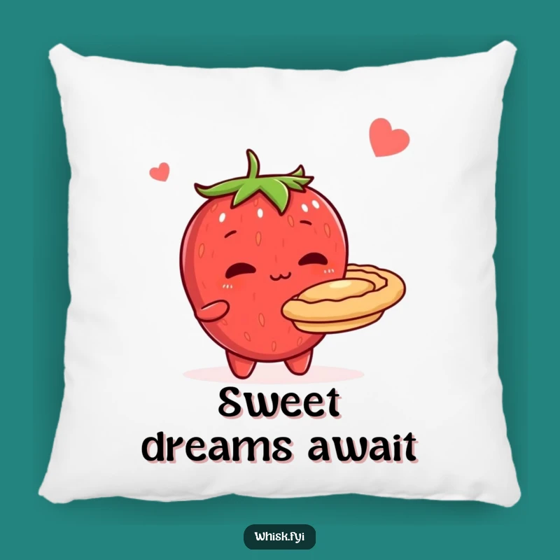 Funny Shy Strawberry Pie Pillow - Cozy Baking Accent Decor