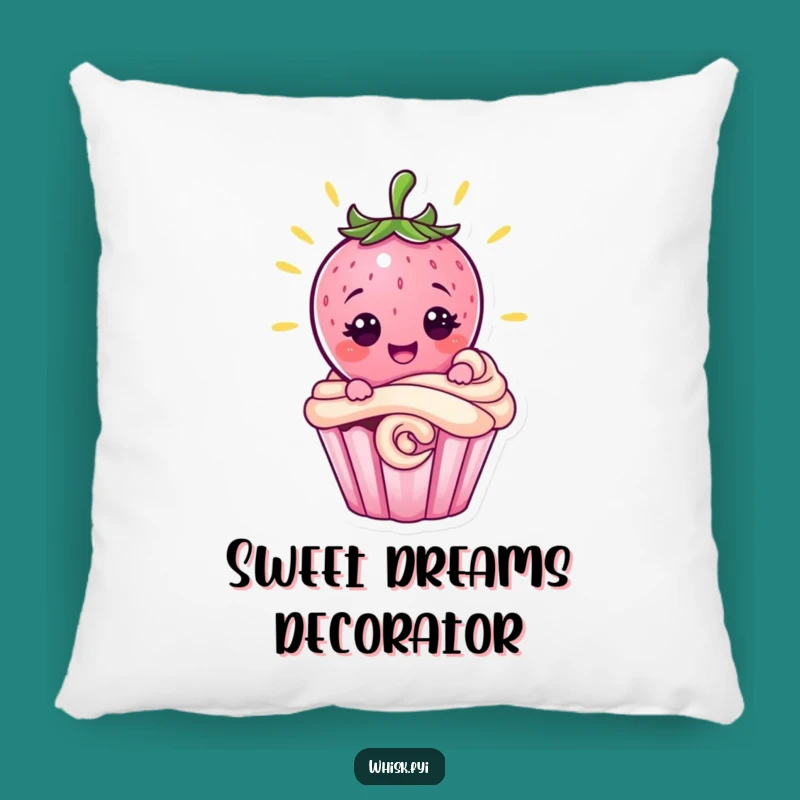 Funny Strawberry Cupcake Pillow - Cozy Baking Humor Decor Gift
