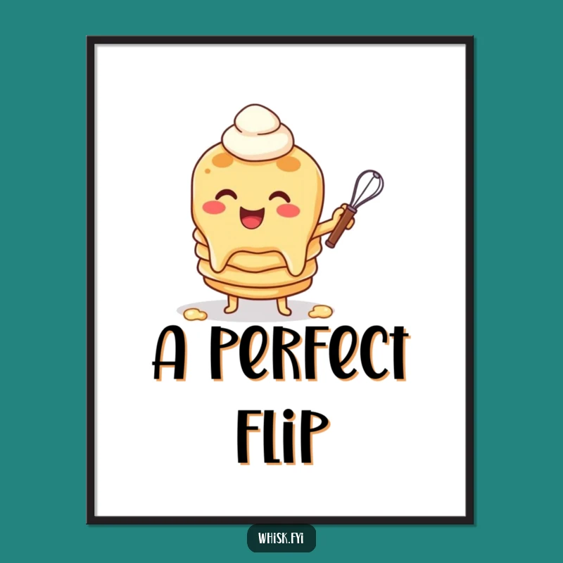 Funny Pancake Whisk Digital Print: Cheerful Breakfast Art for Walls