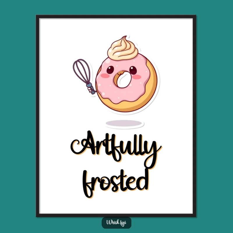 Funny Donut Frosting Digital Art: Adorable Character Print for Sweet Decor Funny Gift