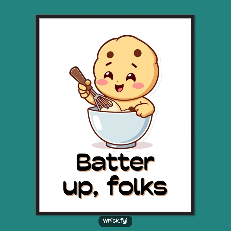 Funny Whisking Cookie Digital Print: Hilarious Baking Art for Walls