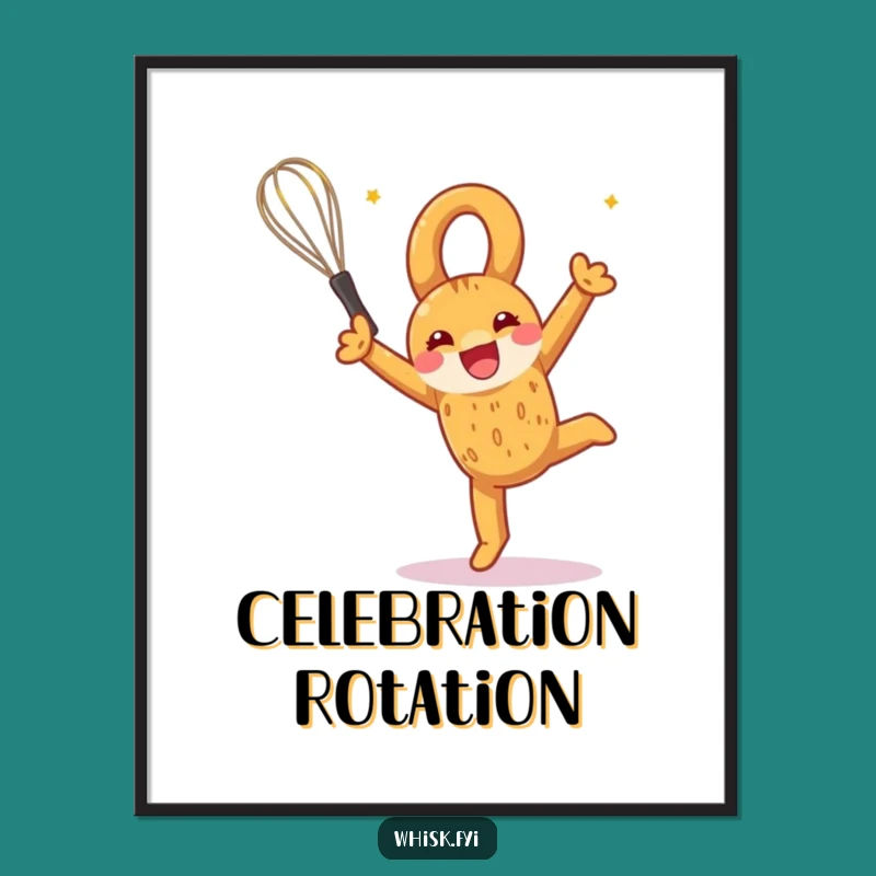 Funny Pretzel Somersault Digital Art A Whimsical Baking Print Gift