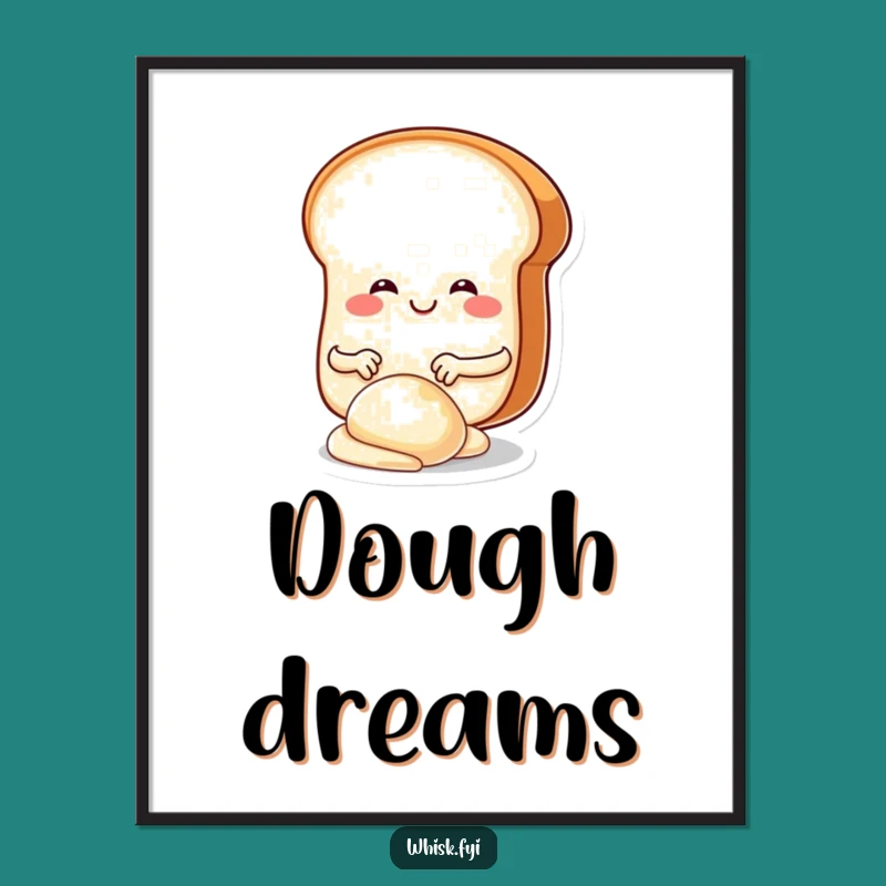 Funny Bread Kneading Digital Art: Joyful Baker Slice, Whimsical Funny Gift Decor