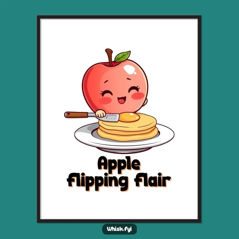 Funny Apple Pancake Flip Digital Art - Instant Breakfast Humor Download