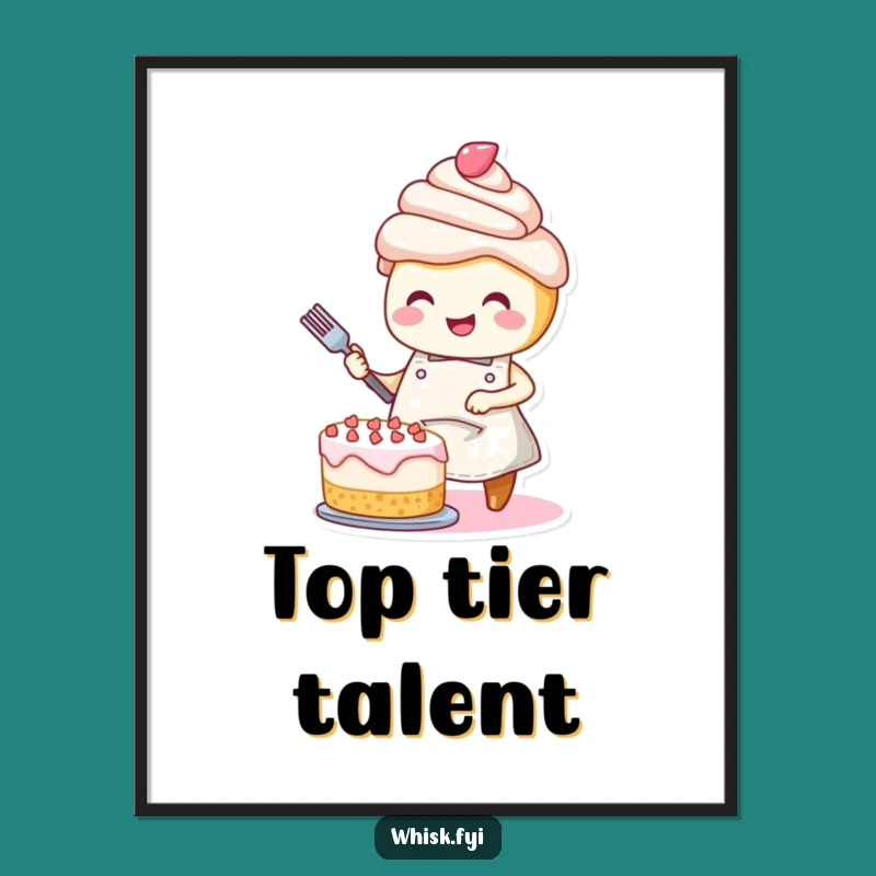 Funny Cupcake Decorator Digital Art: Joyful Baker Download, Gift