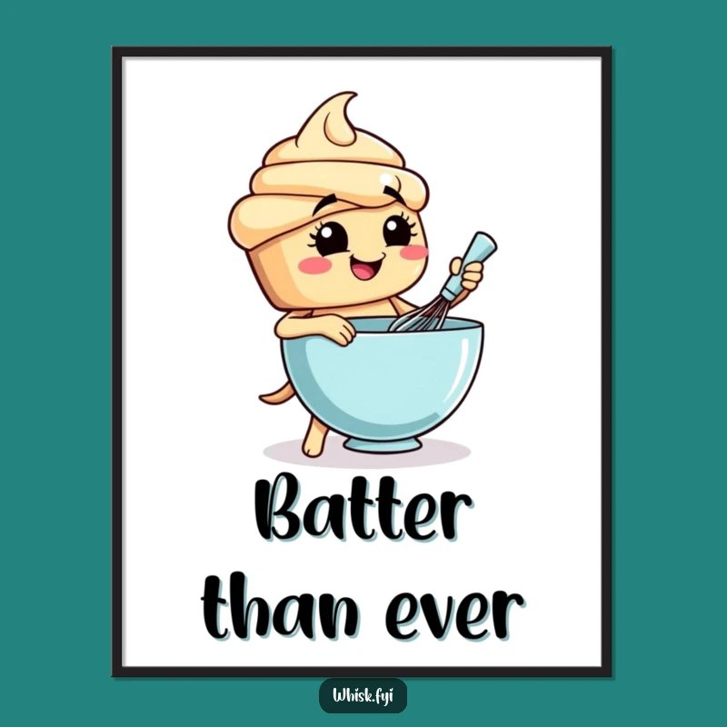 Funny Cupcake Whisking Digital Art - Hilarious Instant Download for Bakers