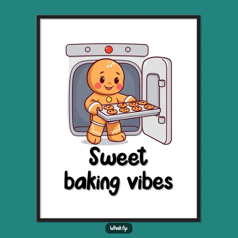 Funny Gingerbread Man Baking Digital Art - Playful Decor Print