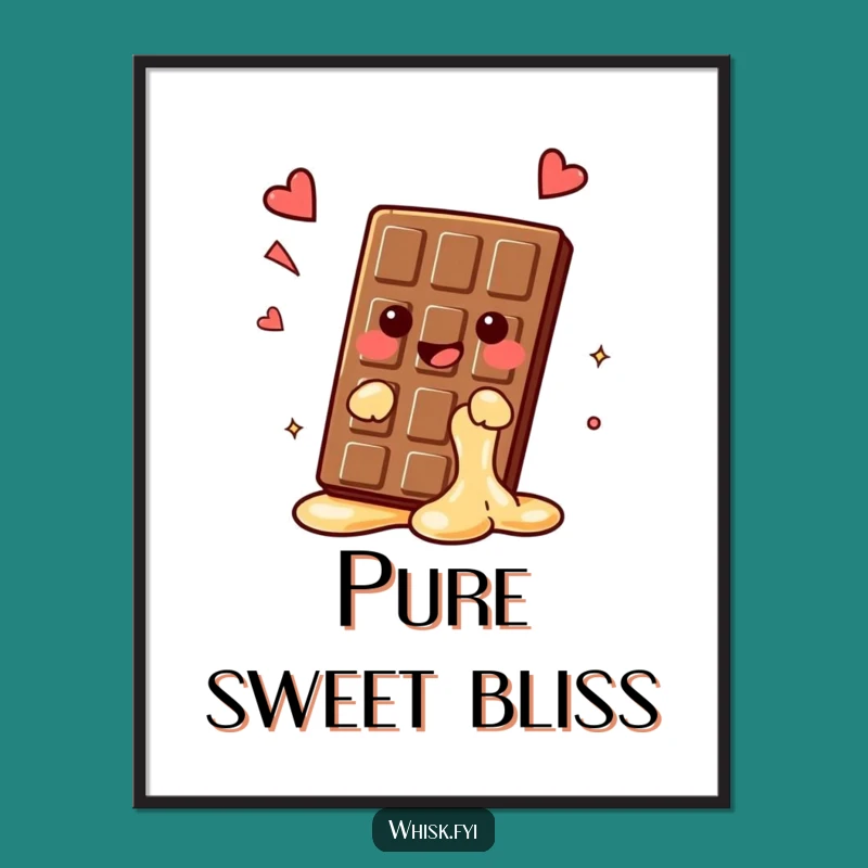 Funny Kawaii Chocolate Digital Art Print: Instant Sweet Decor for Walls Gift