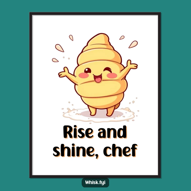 Funny Kawaii Croissant Digital Art - Playful Flour Toss Humor Gift Download