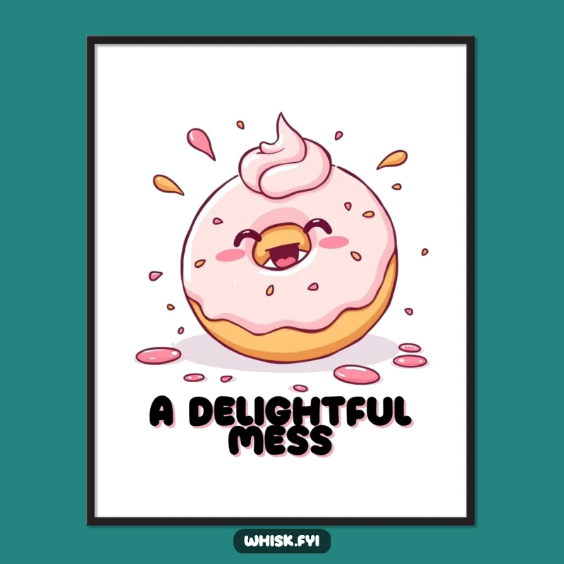 Funny Kawaii Donut Digital Print - Hilarious Frosting Decor