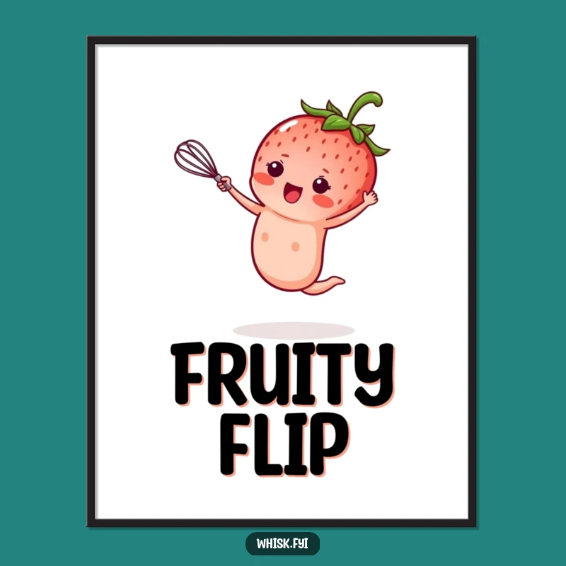 Funny Kawaii Strawberry Digital Art Print: Instant Hilarious Baking Decor Gift