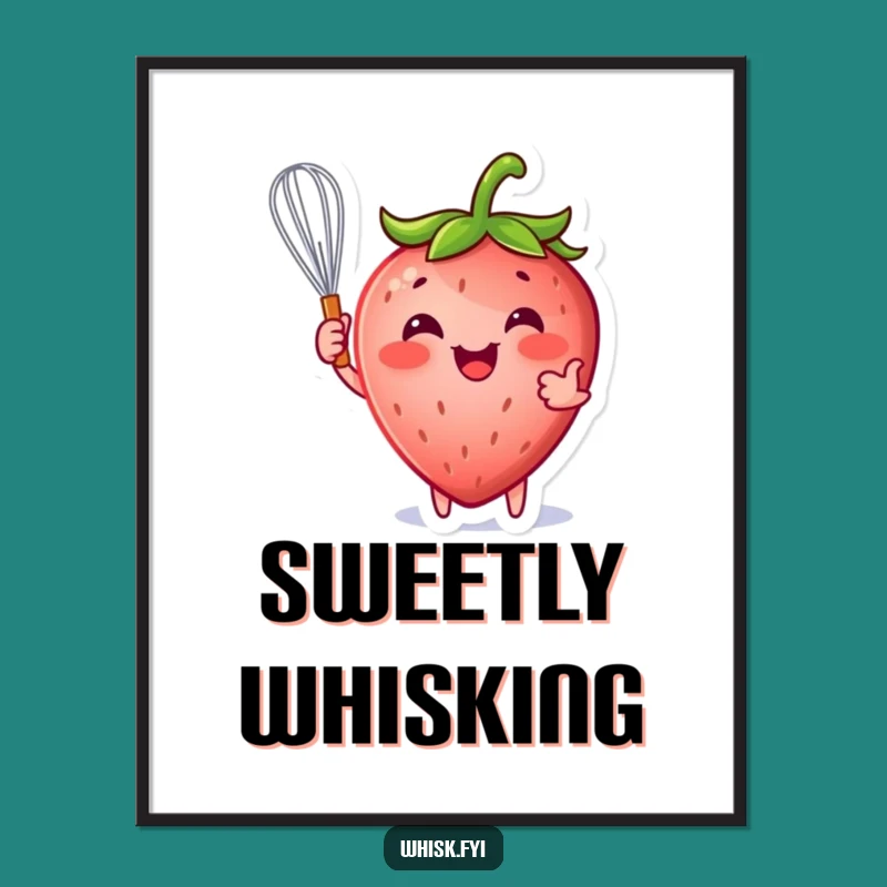 Funny Strawberry Whisk Digital Art: Instant Sweet Decor Download