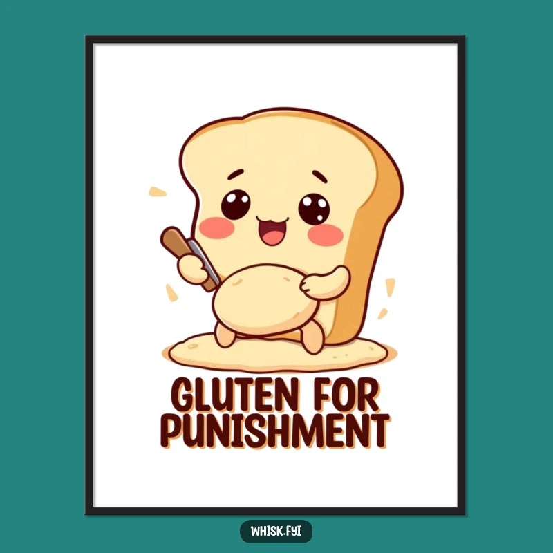 Funny Kawaii Bread Digital Art: Baker Kneading Dough Image, Instant Funny Gift