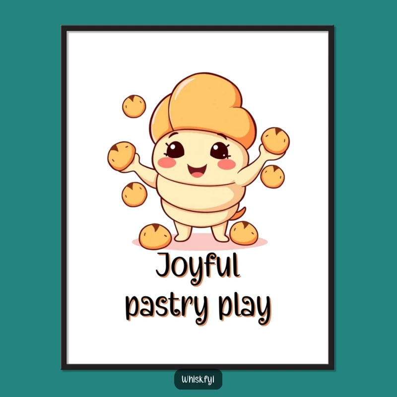 Funny Croissant Digital Art: Juggling Pastry Download, Hilarious Wall Decor Gift