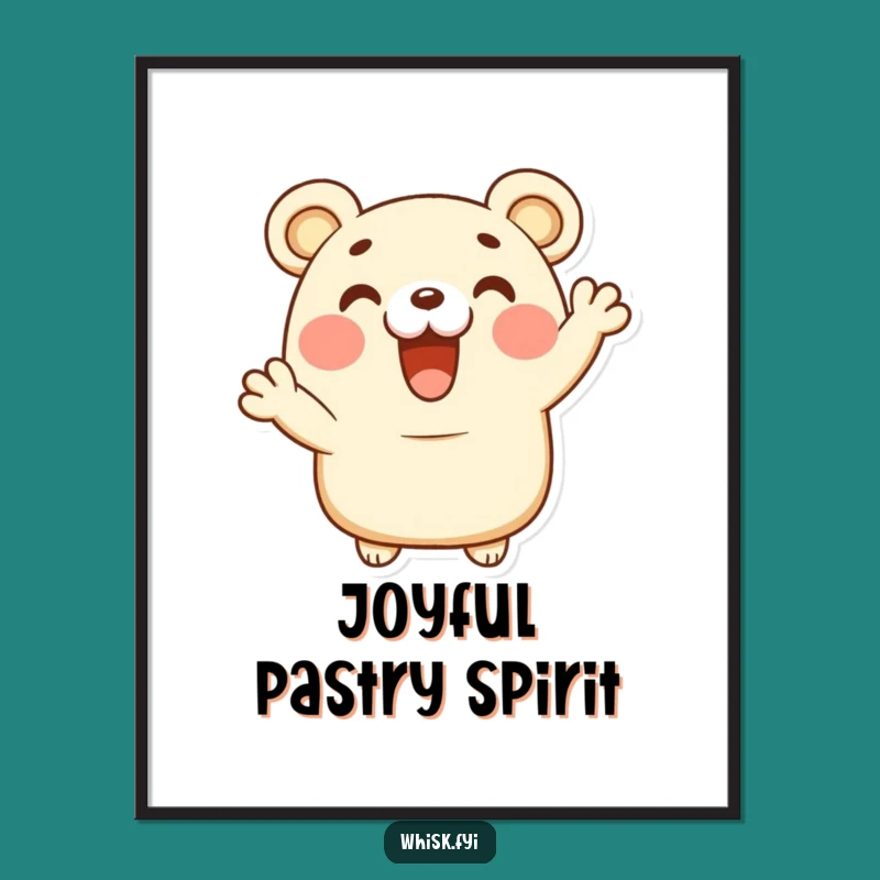 Funny Bear Claw Digital Art - Happy Pastry Character, Instant Cheer