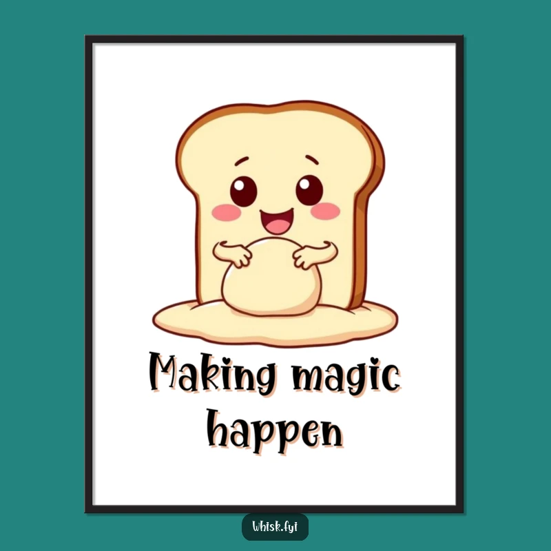 Funny Kawaii Bread Digital Print - Hilarious Baking Decor