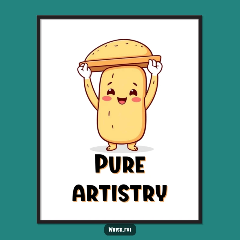 Funny Baguette Baker Digital Art: Instant Wall Art for Bread Lovers