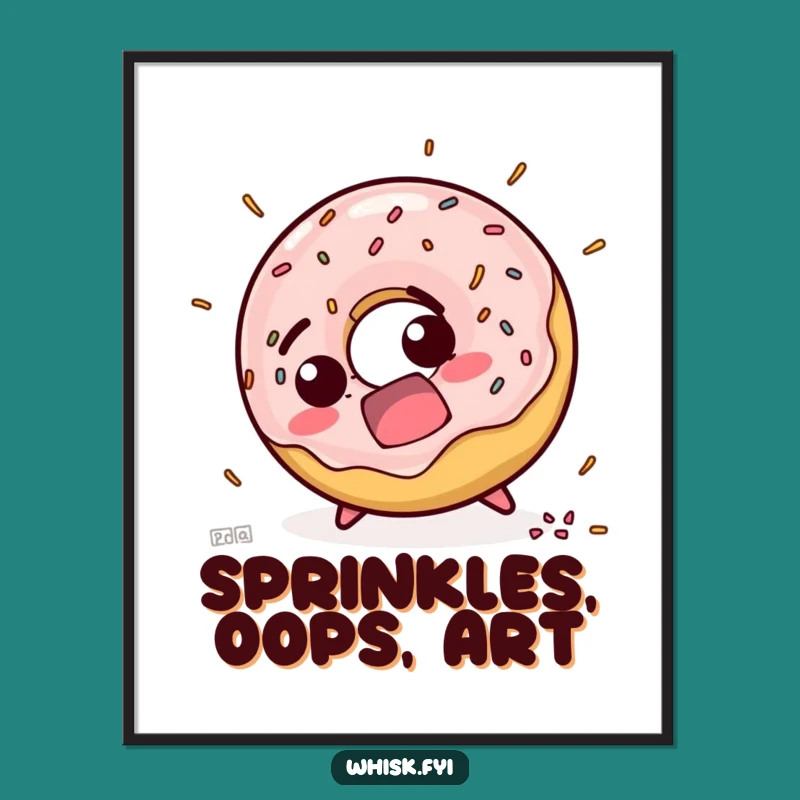 Funny Startled Doughnut Digital Art - Instant Comedic Download