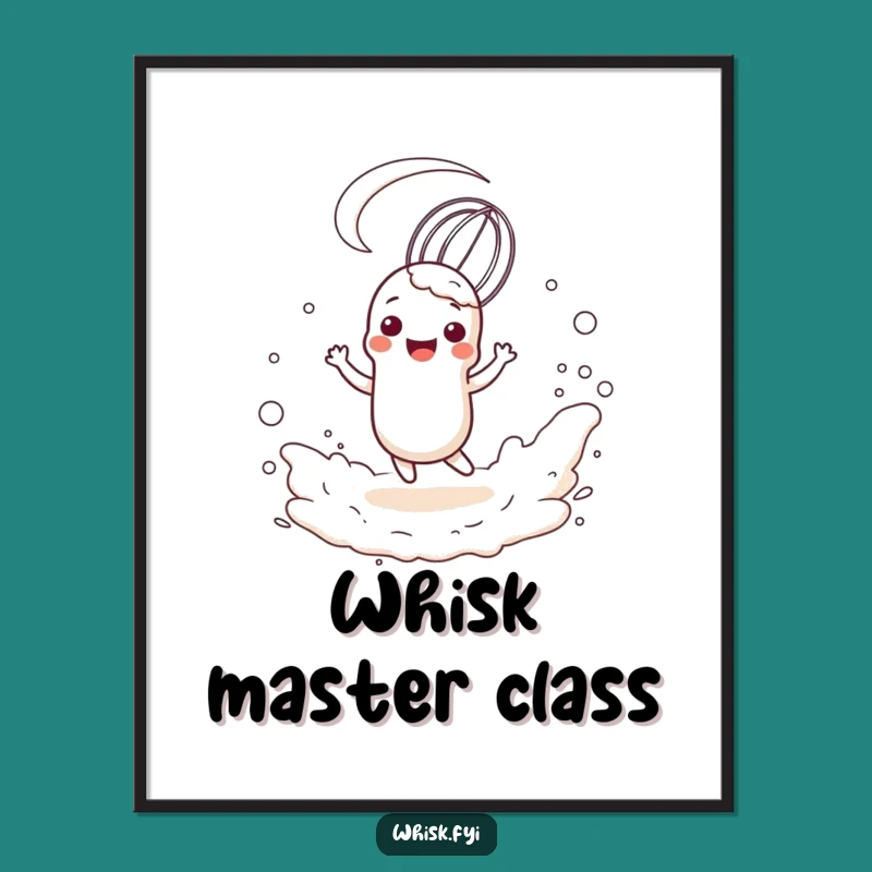 Funny Whisk Flour Dance Digital Print: Whimsical Chef Character Art Gift