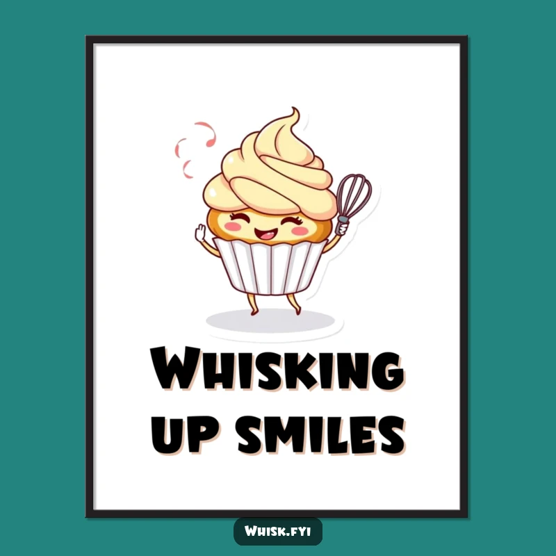 Funny Cupcake Whisk Digital Print: Hilarious Sweet Art for Walls